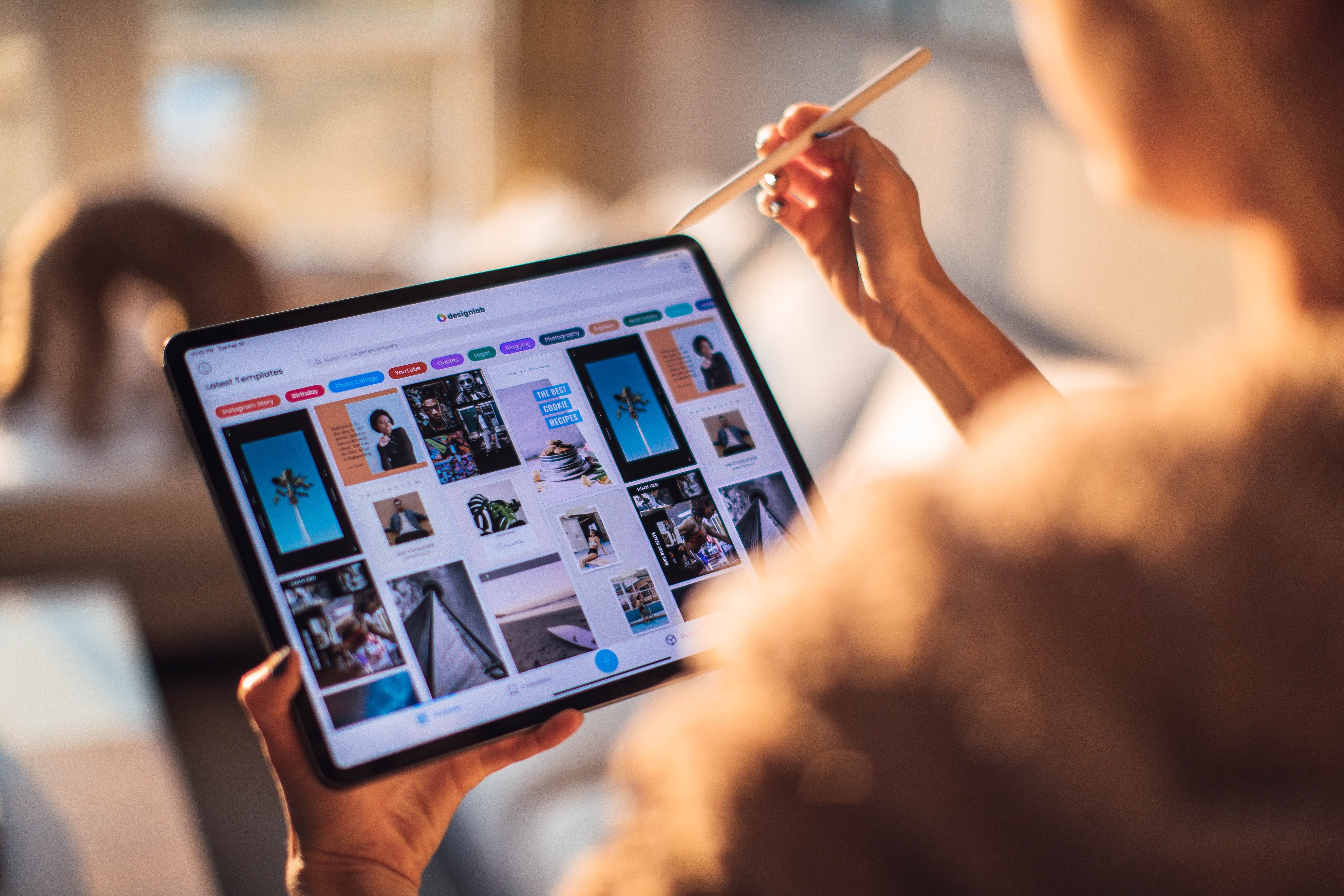 person viewing tablet